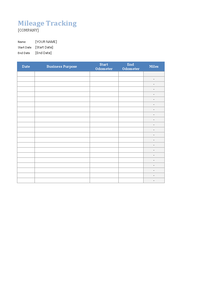 Gas Mileage Log Template In Excel | Templates At For Mileage Report Template