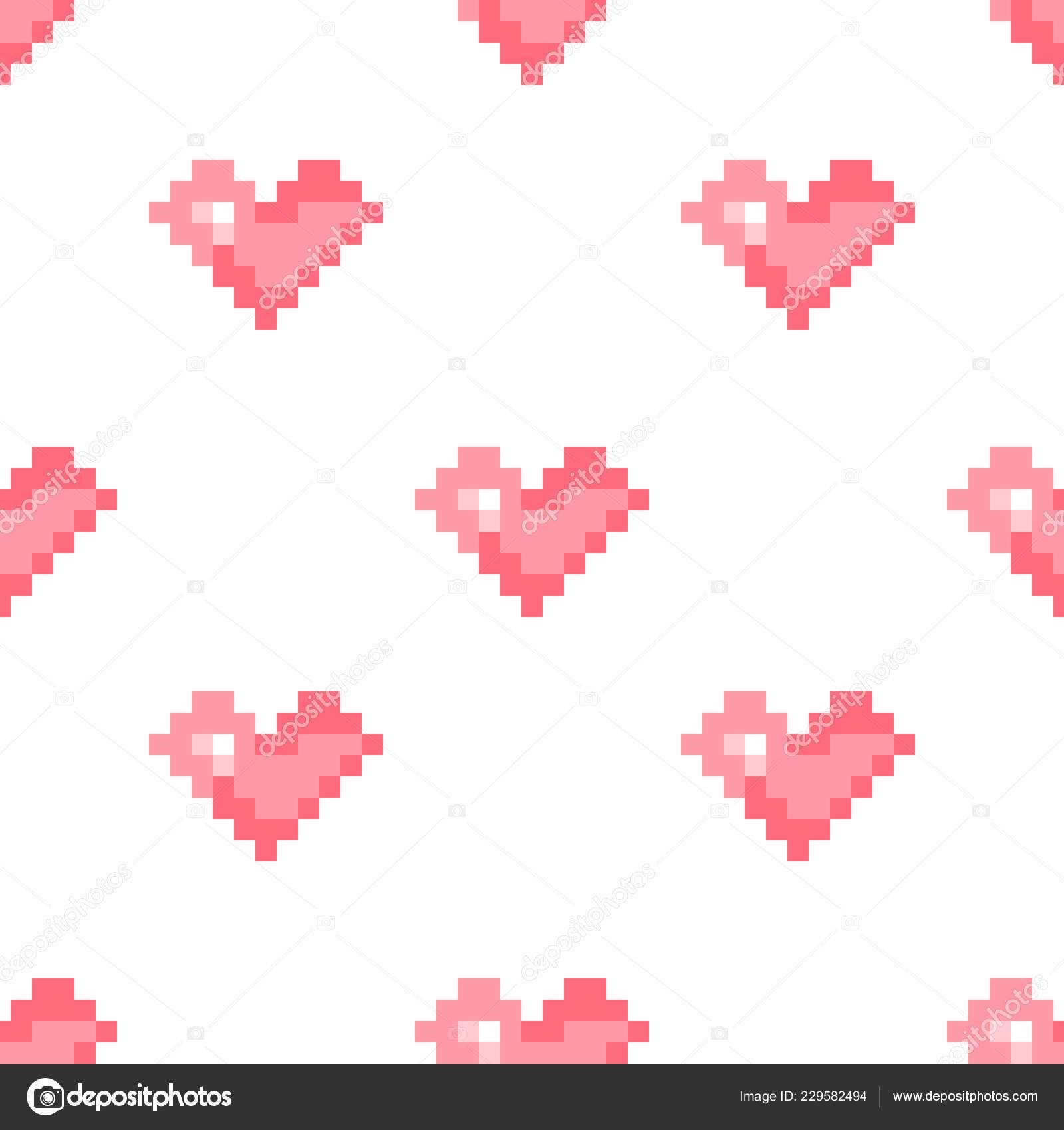 Geek Valentine Day Pixel Hearts Seamless Pattern Background Within Pixel Heart Pop Up Card Template