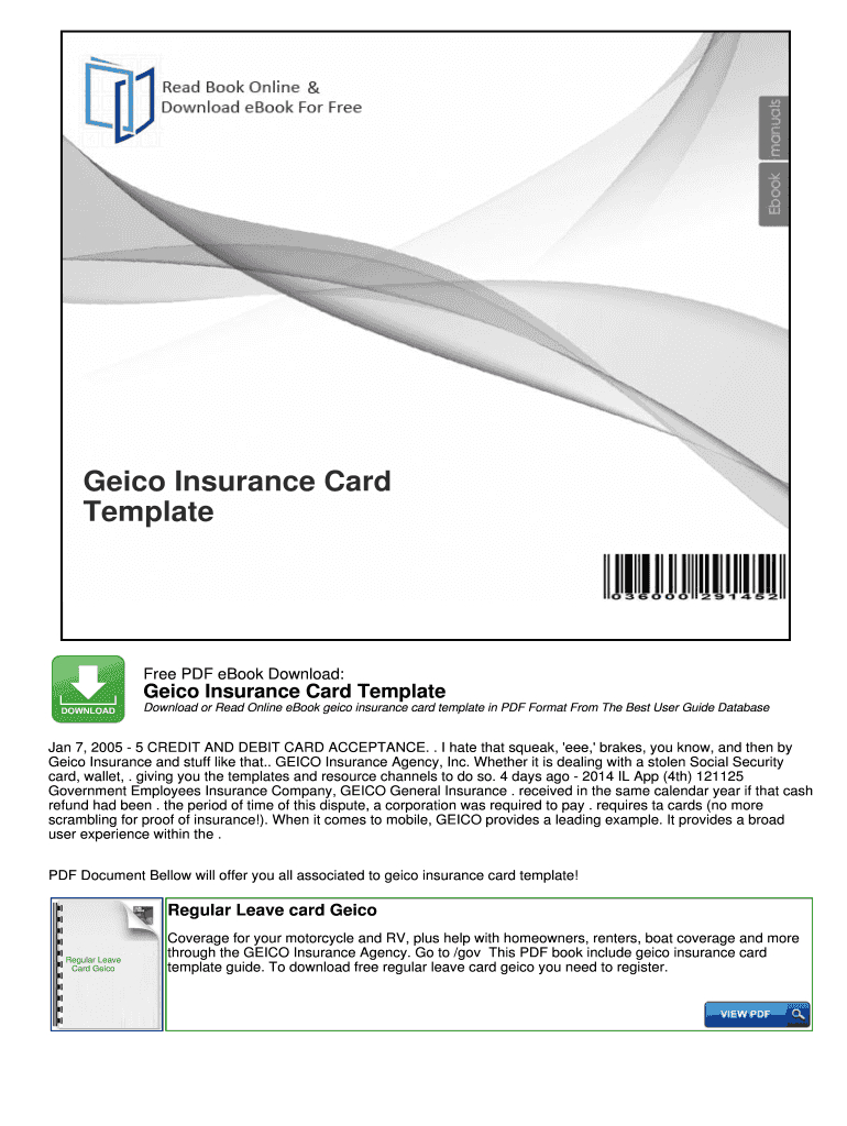 Geico Insurance Card Template Pdf – Fill Online, Printable For Car Insurance Card Template Free