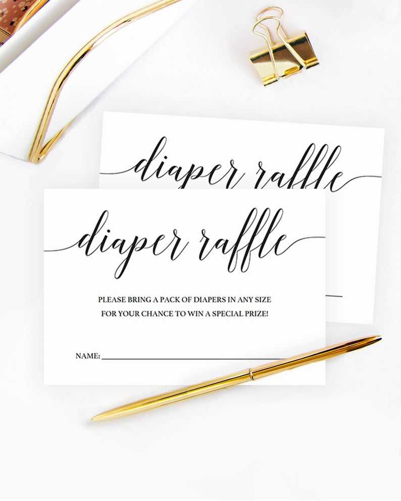 Gender Neutral Diaper Raffle Card Template Simple Babyshower Invite Insert  Card Baby Sprinkle Diaper Raffle Ticket Printable Kraft Paper Cl2 Inside Chance Card Template