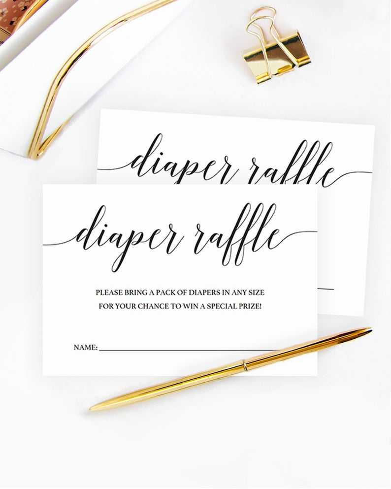 Gender Neutral Diaper Raffle Card Template Simple Babyshower Invite Insert  Card Baby Sprinkle Diaper Raffle Ticket Printable Kraft Paper Cl2 Inside Chance Card Template