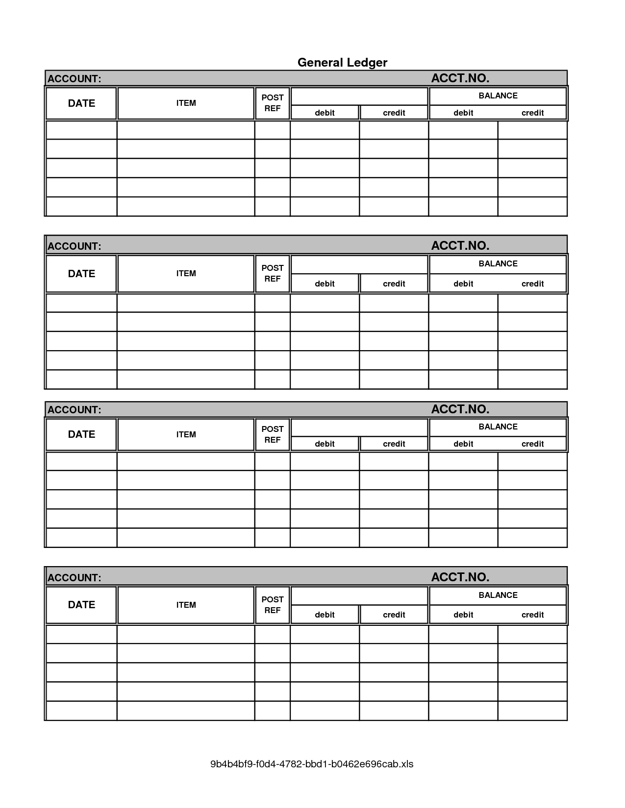 General Ledger Template Printable | Accountingbooks General In Blank Ledger Template