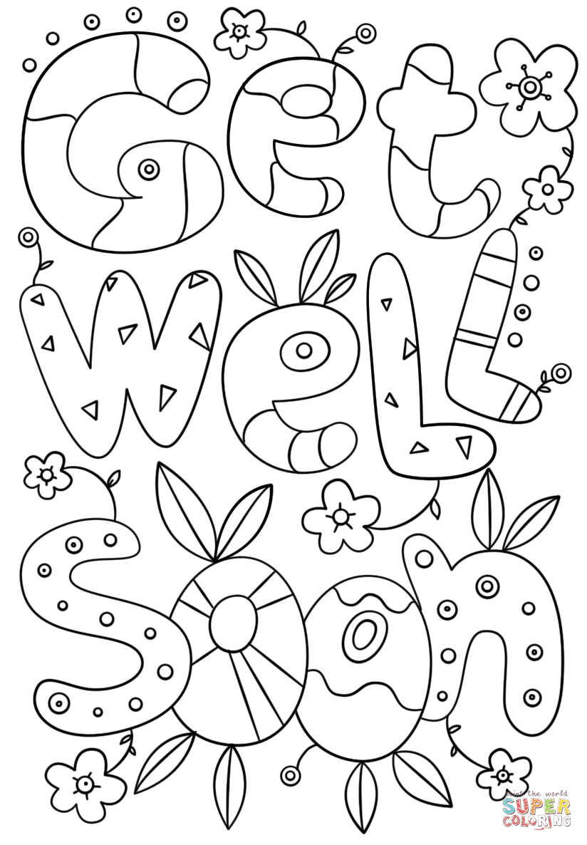 Get Well Soon Doodle Coloring Page | Free Printable Coloring Regarding Get Well Soon Card Template
