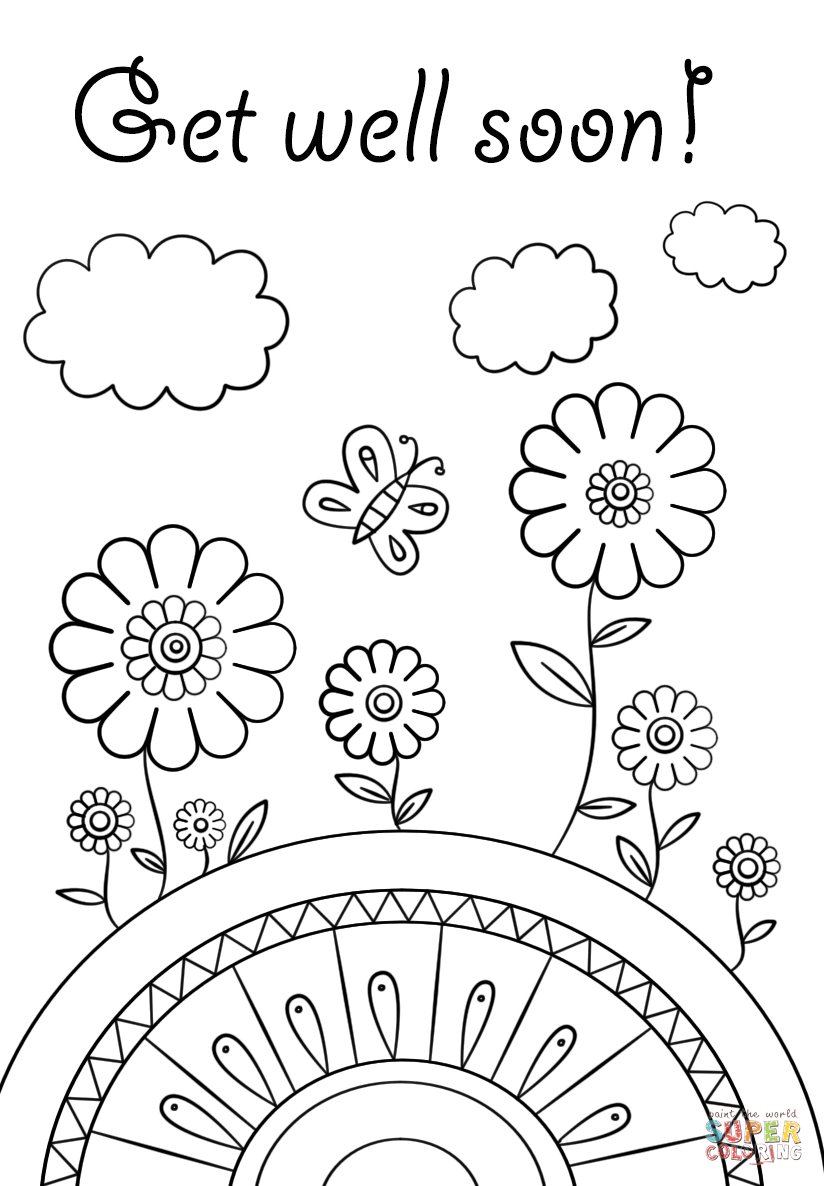 Get Well Soon Omalovánka | Free Printable Coloring Pages For Get Well Soon Card Template