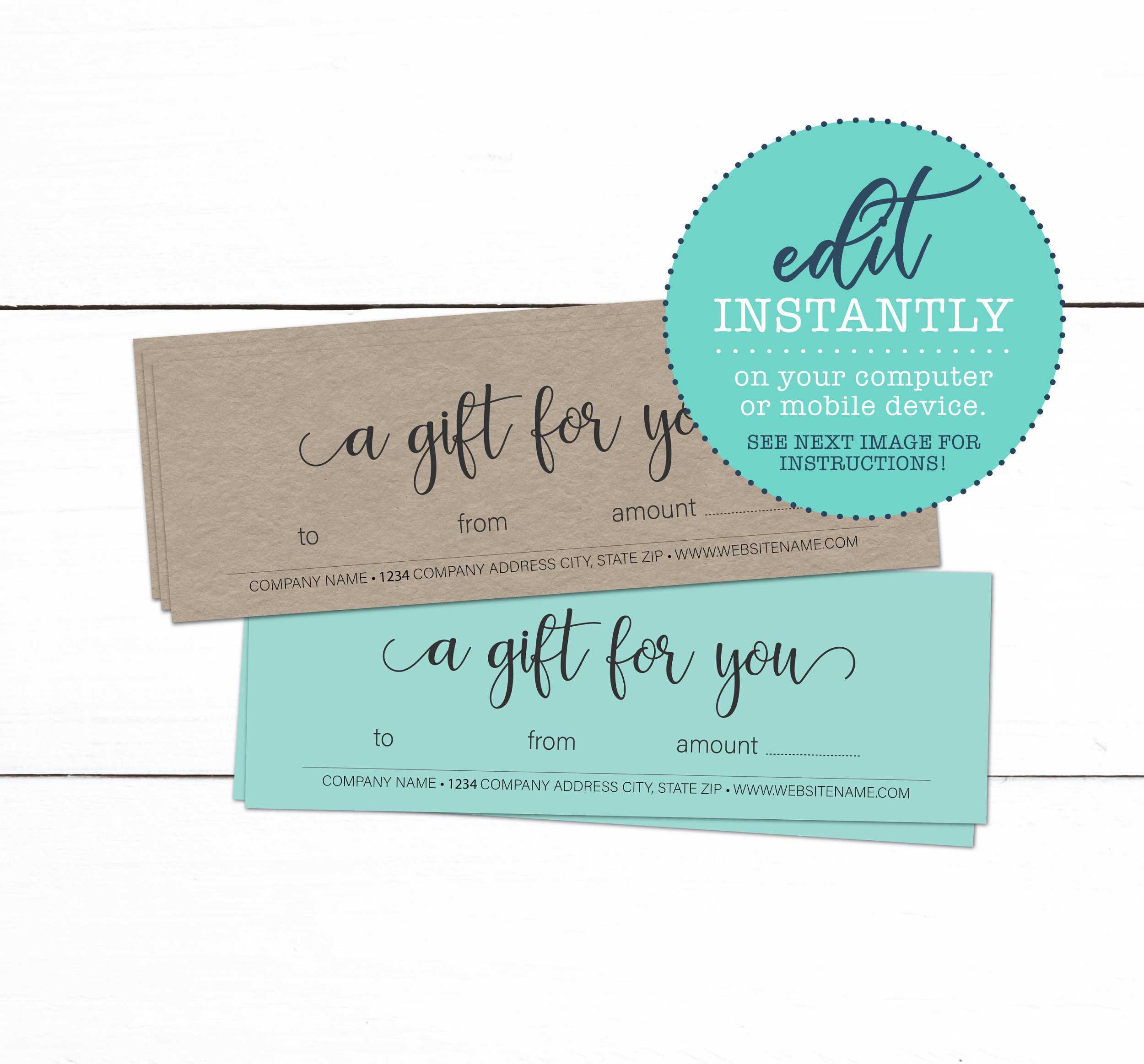 Gift Certificate Template – Custom Business Gift Certificate – Editable  Printable Gift Certificates – Branding Kit – Kraft Gift Certificates Regarding Company Gift Certificate Template