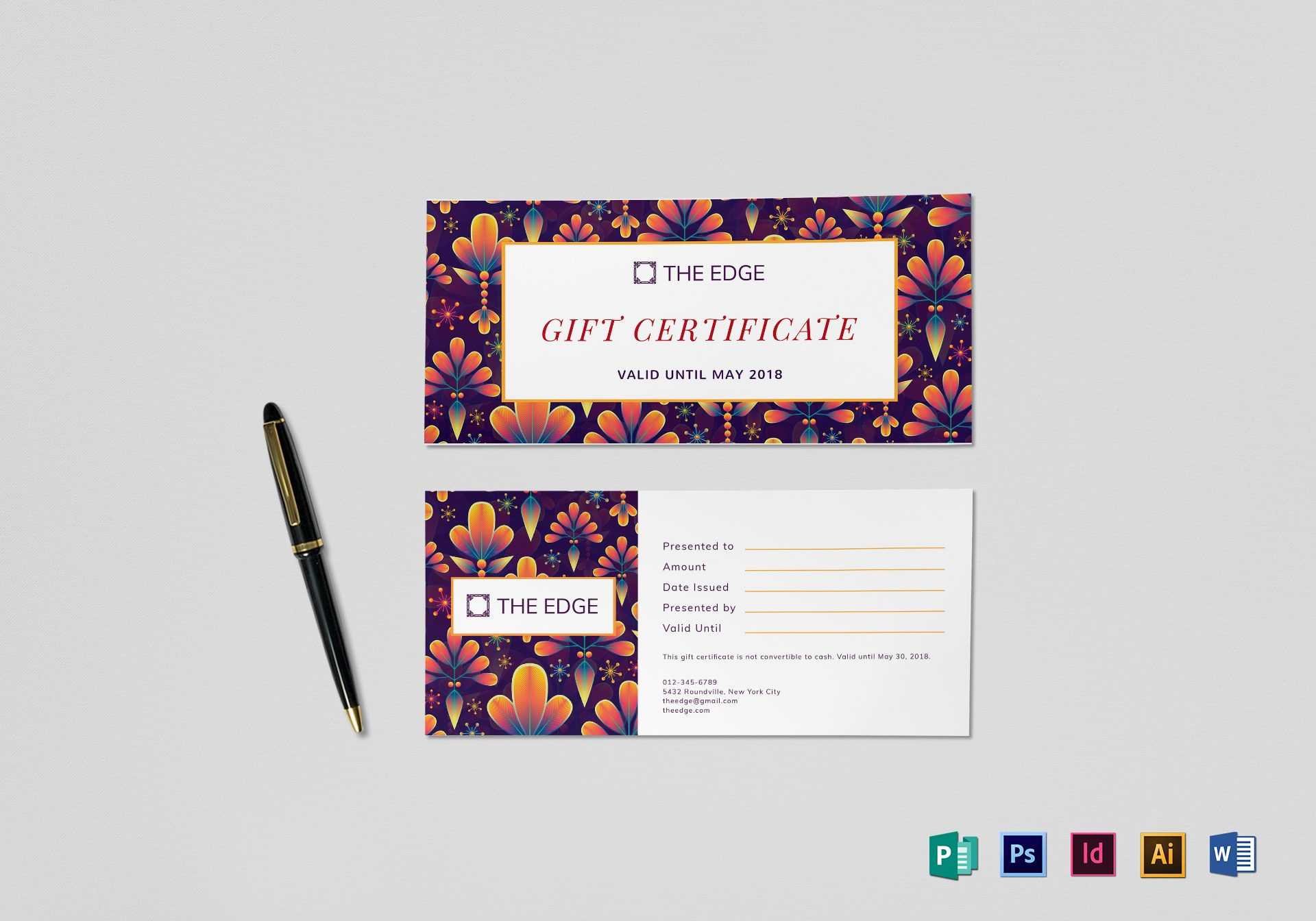 Gift Certificate Template With Gift Certificate Template Publisher