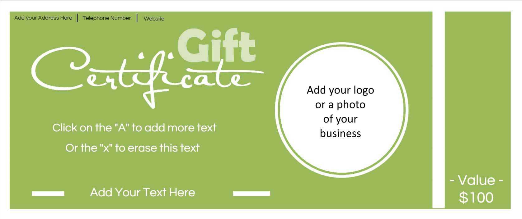 Gift Certificate Template With Logo For Company Gift Certificate Template