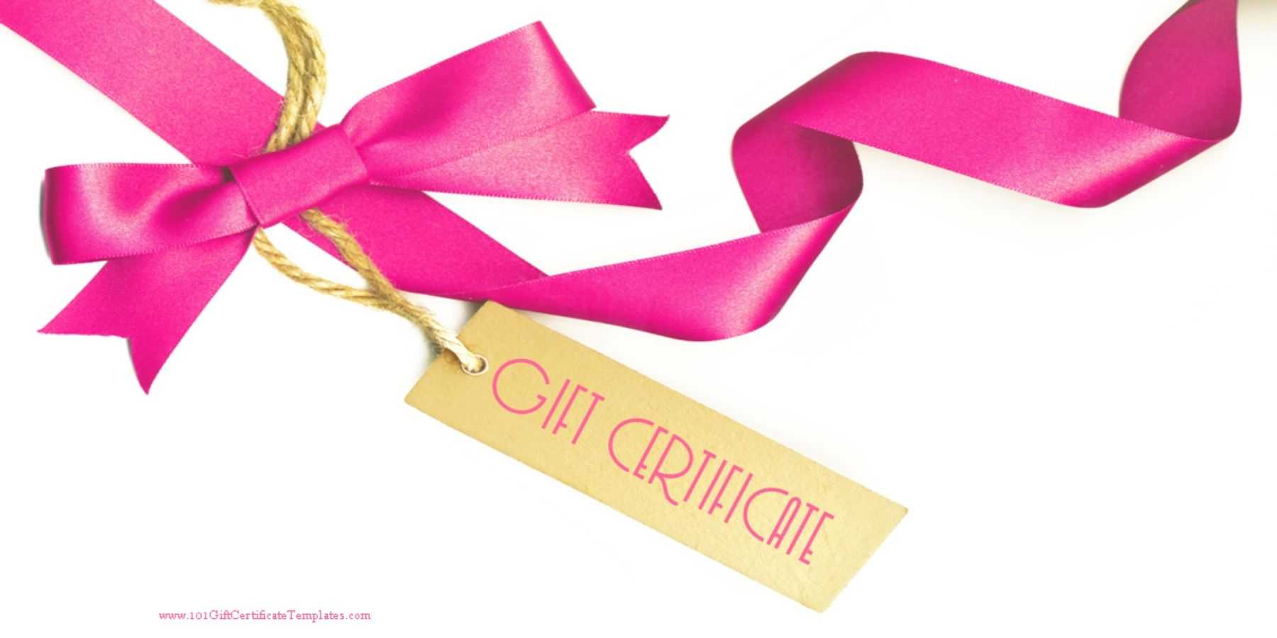 Gift Certificate With A White Background And A Pink Ribbon With Pink Gift Certificate Template