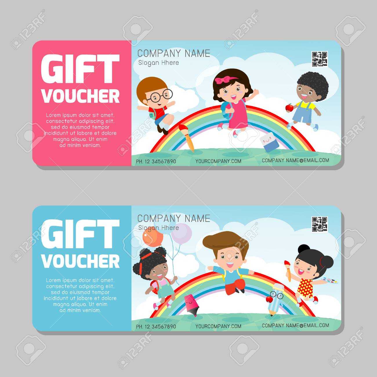Gift Voucher Template And Modern Pattern. Kids Concept. Voucher.. Within Kids Gift Certificate Template