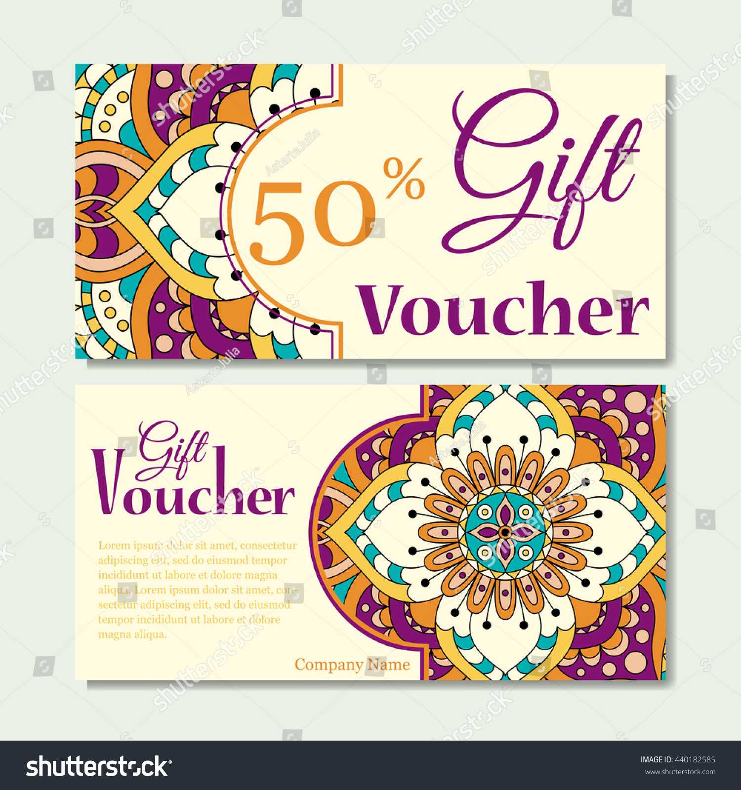 Gift Voucher Template Mandala Design Certificate Stock Intended For Magazine Subscription Gift Certificate Template