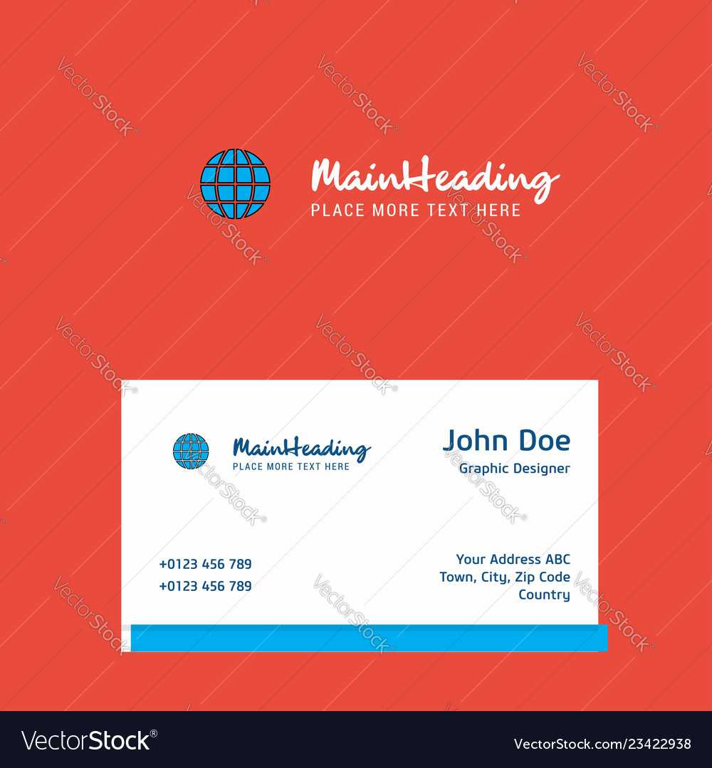 Globe Logo Design With Business Card Template Vector Image On Vectorstock For Adobe Illustrator Business Card Template