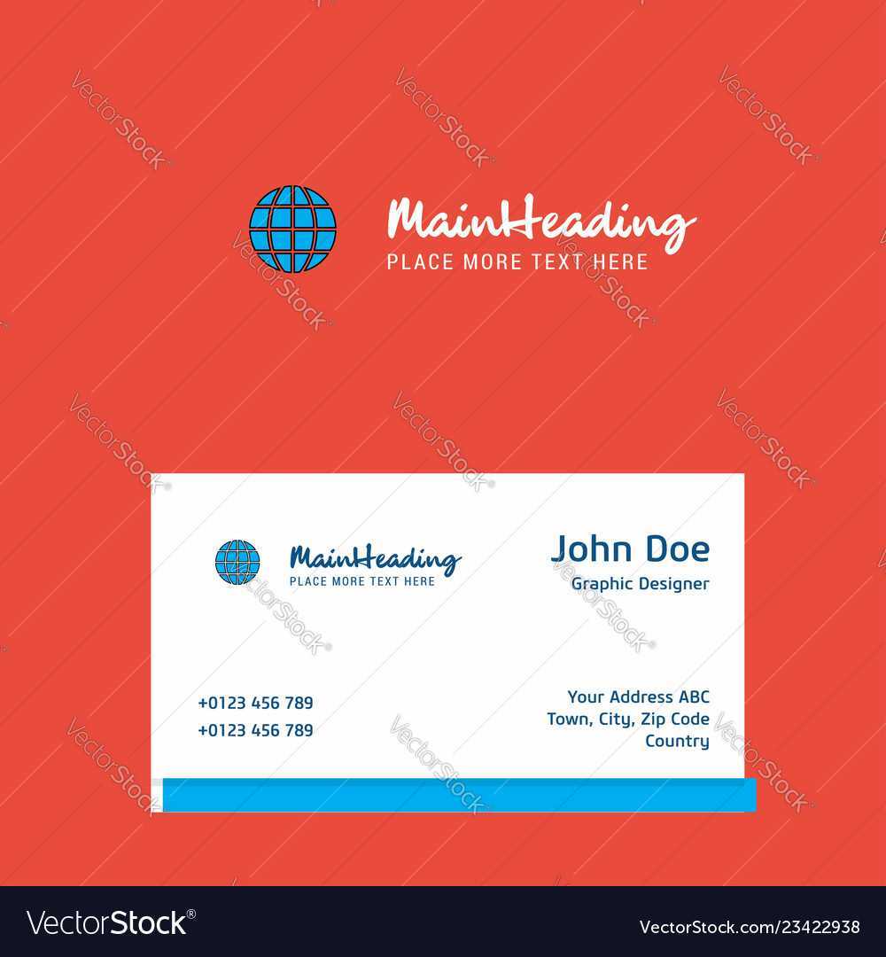 Globe Logo Design With Business Card Template Vector Image On Vectorstock For Adobe Illustrator Business Card Template