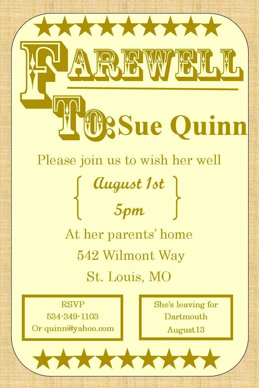 Going Away Party Invitations – Farewell Burlap | Farewell In Farewell Card Template Word