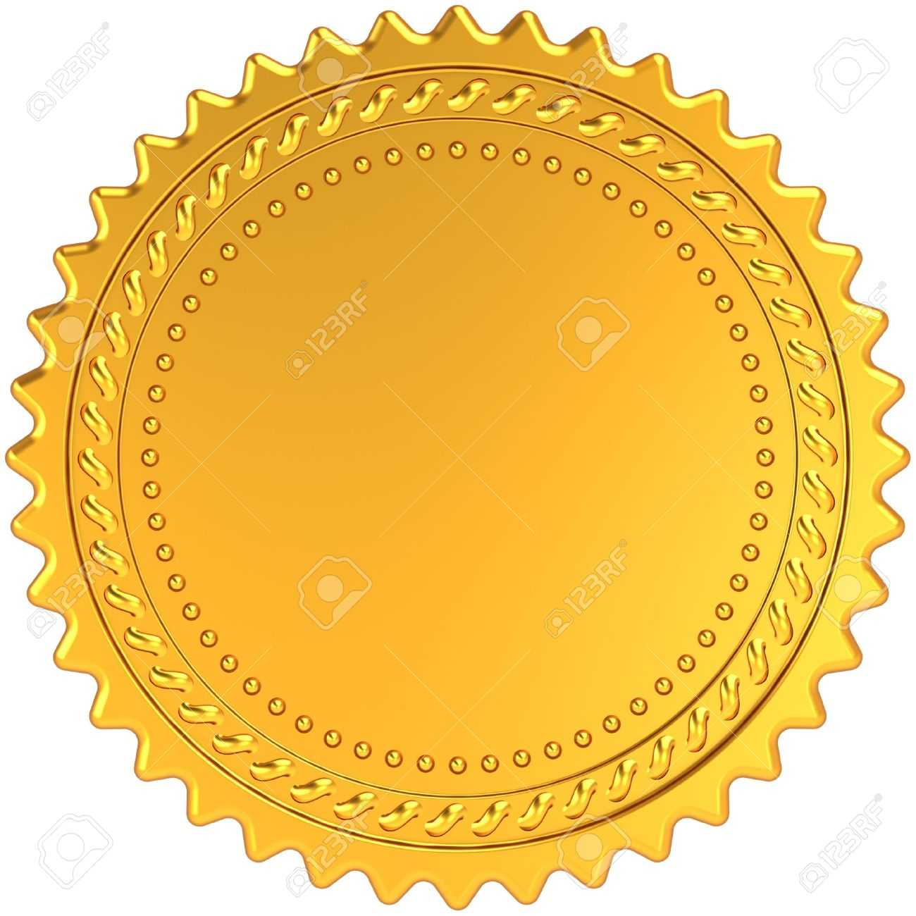 Golden Award Medal Blank Seal. Luxury Champion Badge Label. Certificate.. For Blank Seal Template