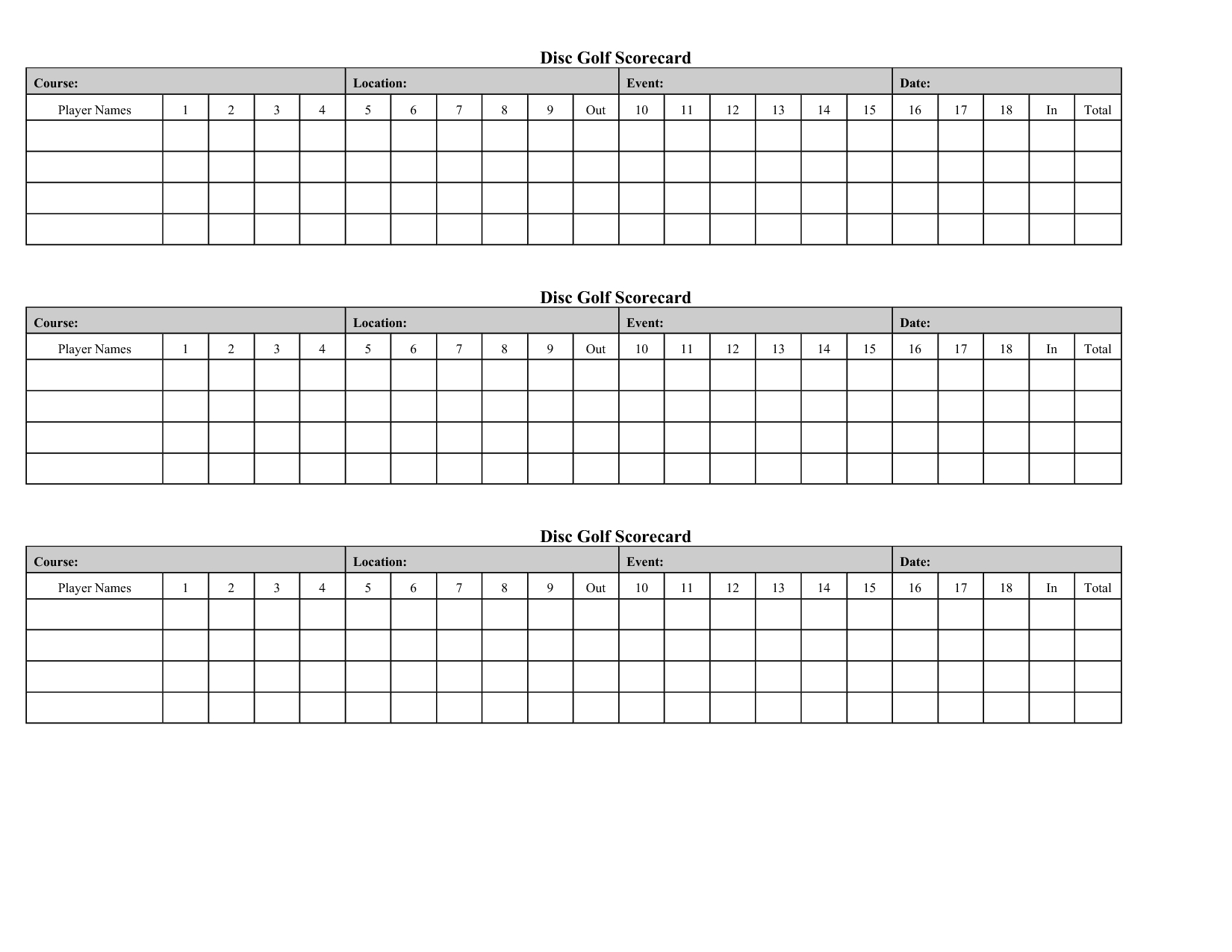 Golf Score Card Template | Running | Golf Score, Golf Crafts With Regard To Golf Score Cards Template