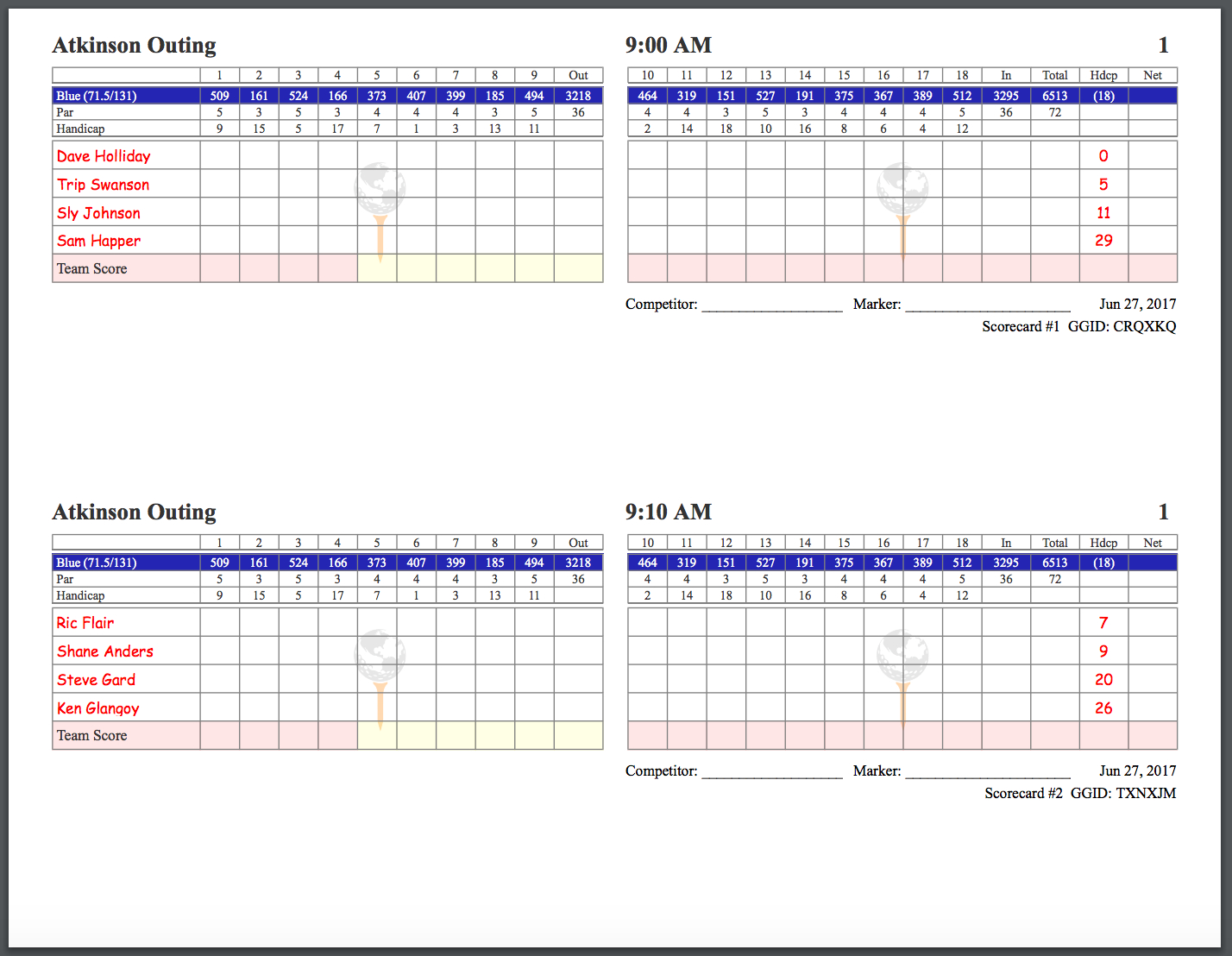 Golfgenius – Printing Scorecards (Format Tab) Throughout Golf Score Cards Template