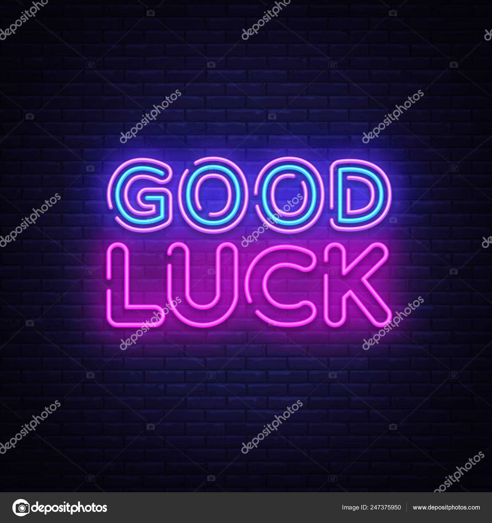 Good Luck Neon Sign Vector. Good Luck Design Template Neon Within Good Luck Banner Template