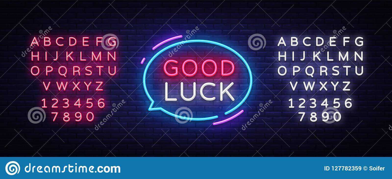 Good Luck Neon Text Vector. Good Luck Neon Sign, Design Inside Good Luck Banner Template