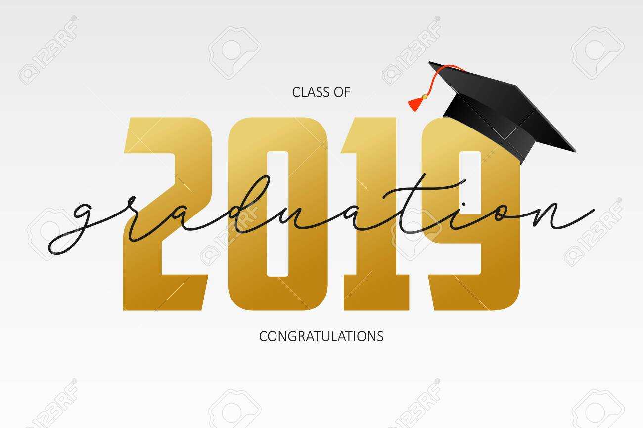 Graduating Card Template. Class Of 2019 – Banner With Gold Numbers.. With Graduation Banner Template