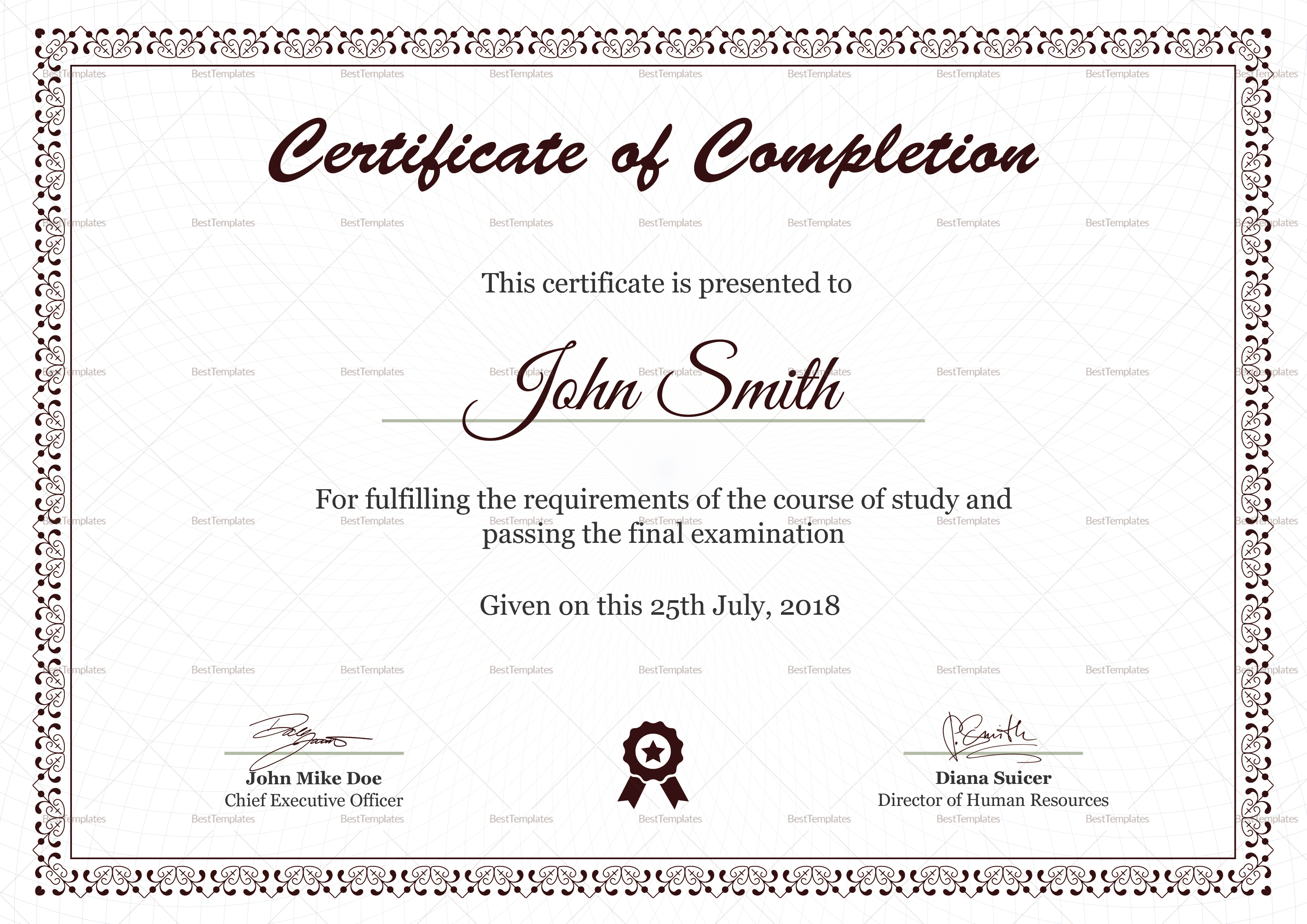 Graduation Diploma Completion Certificate Template With Graduation Certificate Template Word