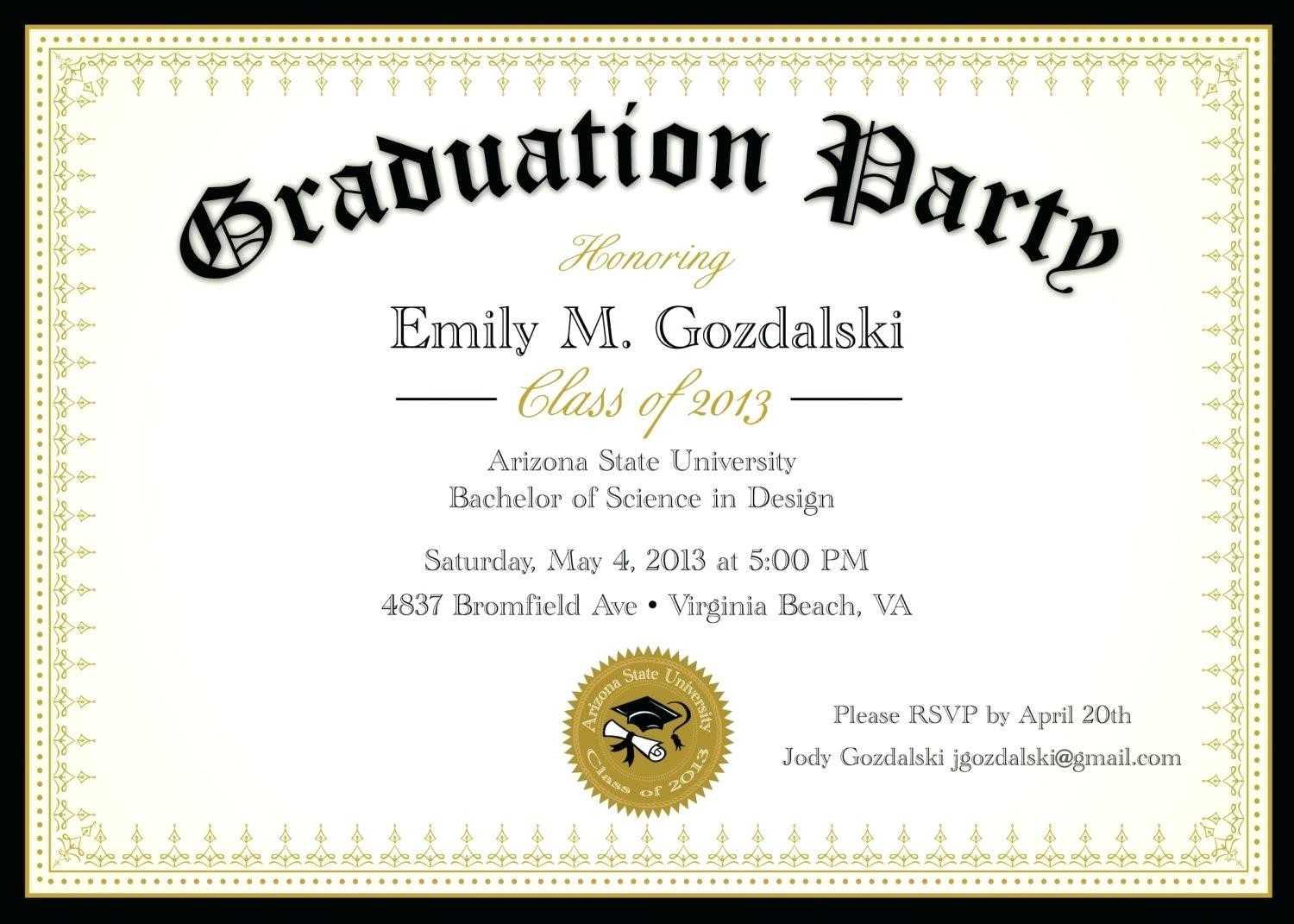 Graduation Invitations. Graduation Party Invitation Within Graduation Party Invitation Templates Free Word