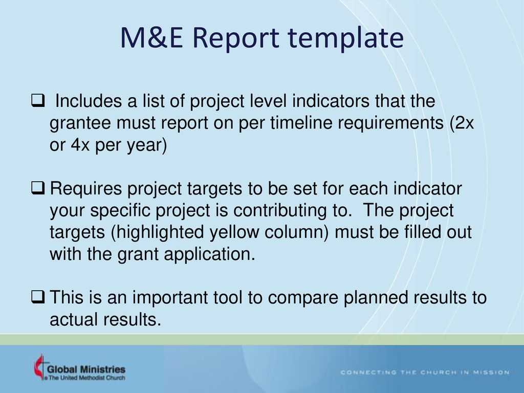 Grants – Workplan And Monitoring And Evaluation (M&e With Regard To M&e Report Template