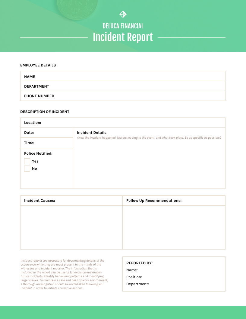 Green Incident Report Template Template – Venngage Inside Computer Incident Report Template