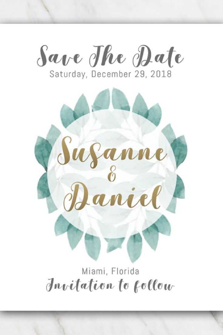 Green Leaves Wedding Save The Date Template | Free With Save The Date Templates Word