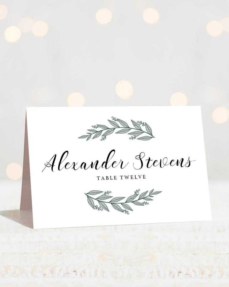 Greenery Wedding Place Cards Template Printable Name Cards Botanical  Wedding Name Cards Wedding Printables Green Wedding Seating Cards Rb1 Throughout Paper Source Templates Place Cards