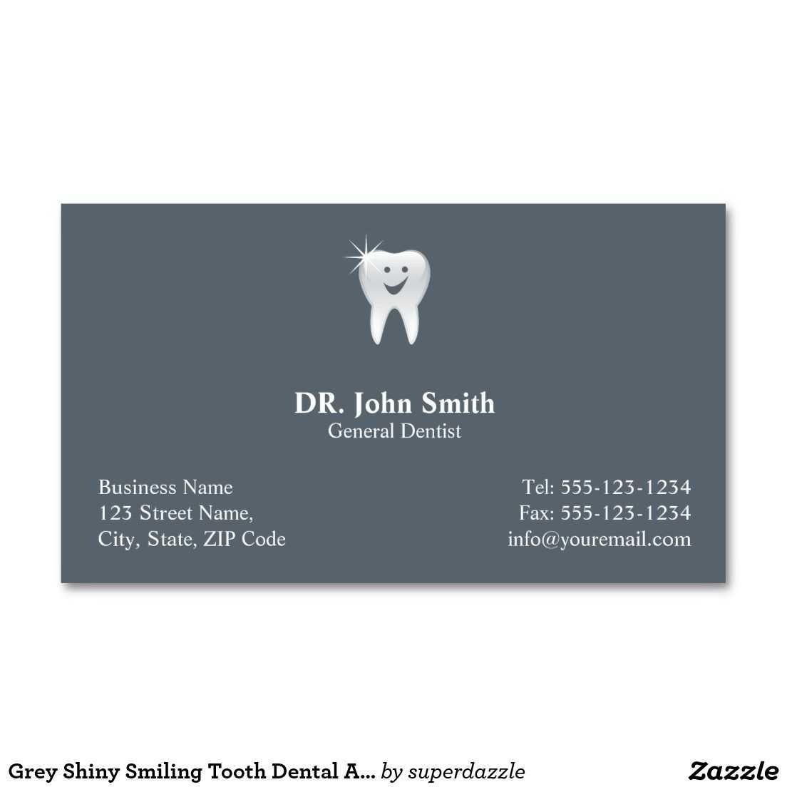Grey Shiny Smiling Tooth Dental Appointment | Zazzle Regarding Dentist Appointment Card Template