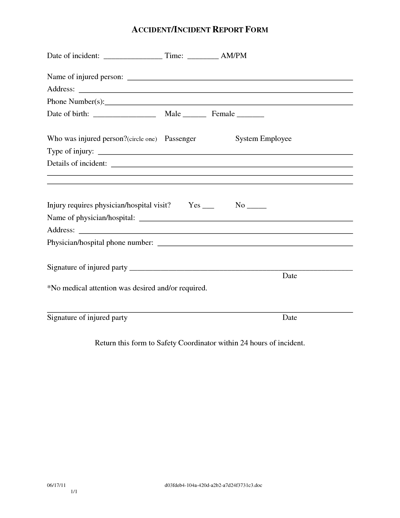 Guest Incident Report - Sinda.foreversammi With Regard To Ohs Incident Report Template Free