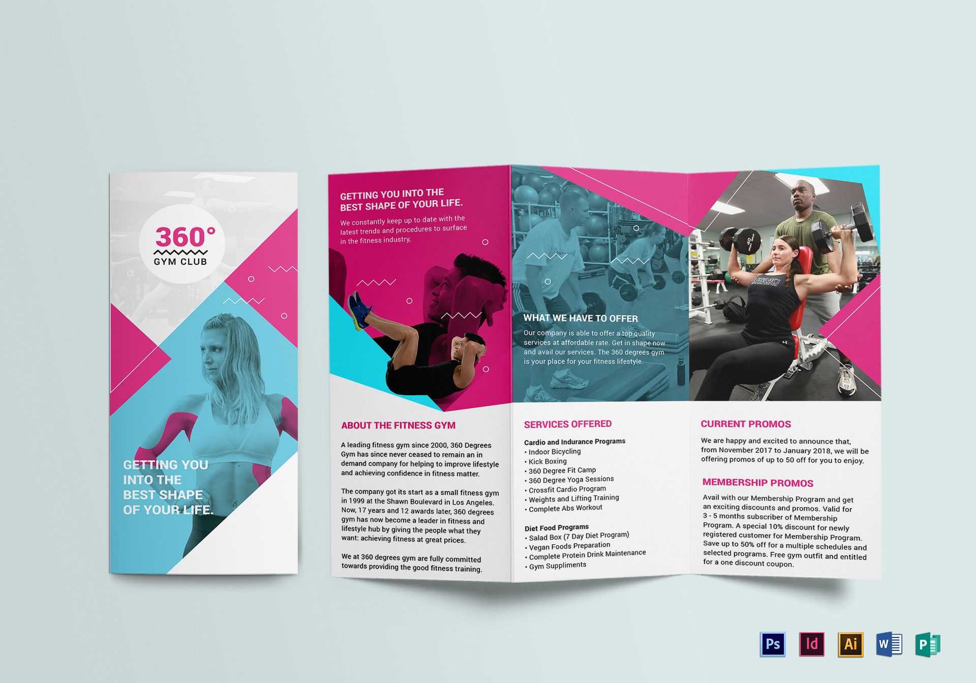 Gym Tri Fold Brochure Template For Tri Fold Brochure Template Illustrator