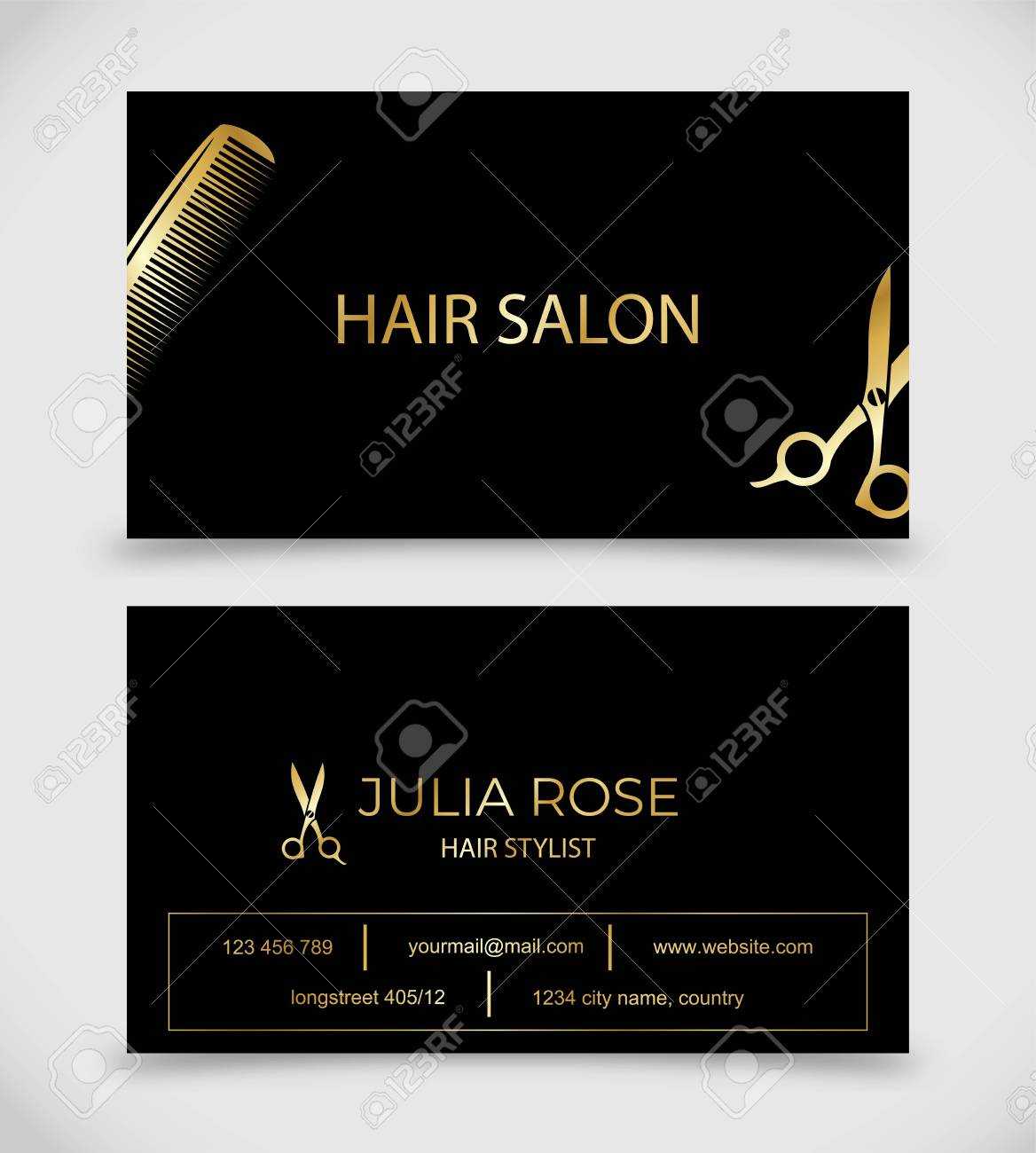 Hair Salon, Hair Stylist Business Card Vector Template Throughout Hair Salon Business Card Template