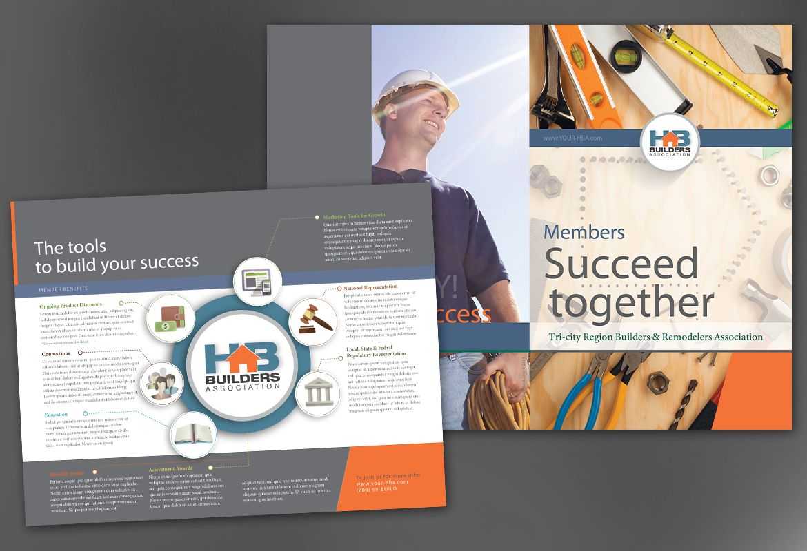 Half Fold Brochure Template For Builders Association. Order Inside Half Page Brochure Template