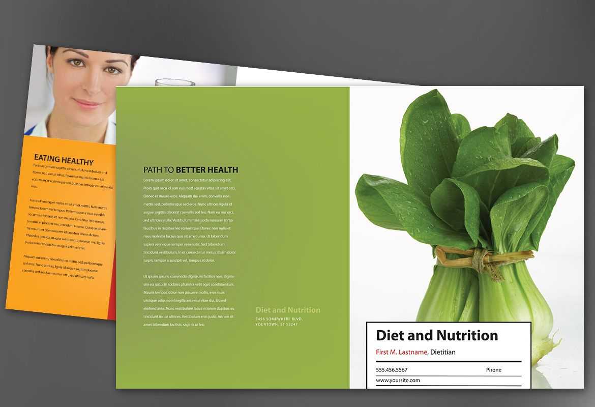 Half Fold Brochure Template For Health And Nutrition. Order Pertaining To Nutrition Brochure Template