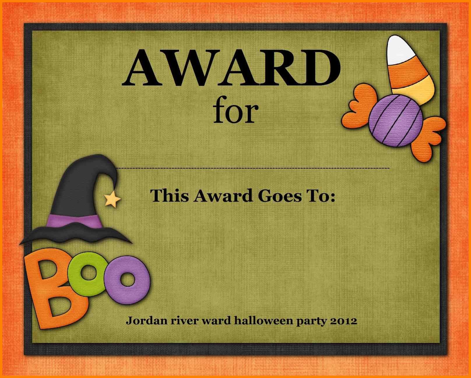Halloween Award – Sinda.foreversammi Inside Halloween Costume Certificate Template