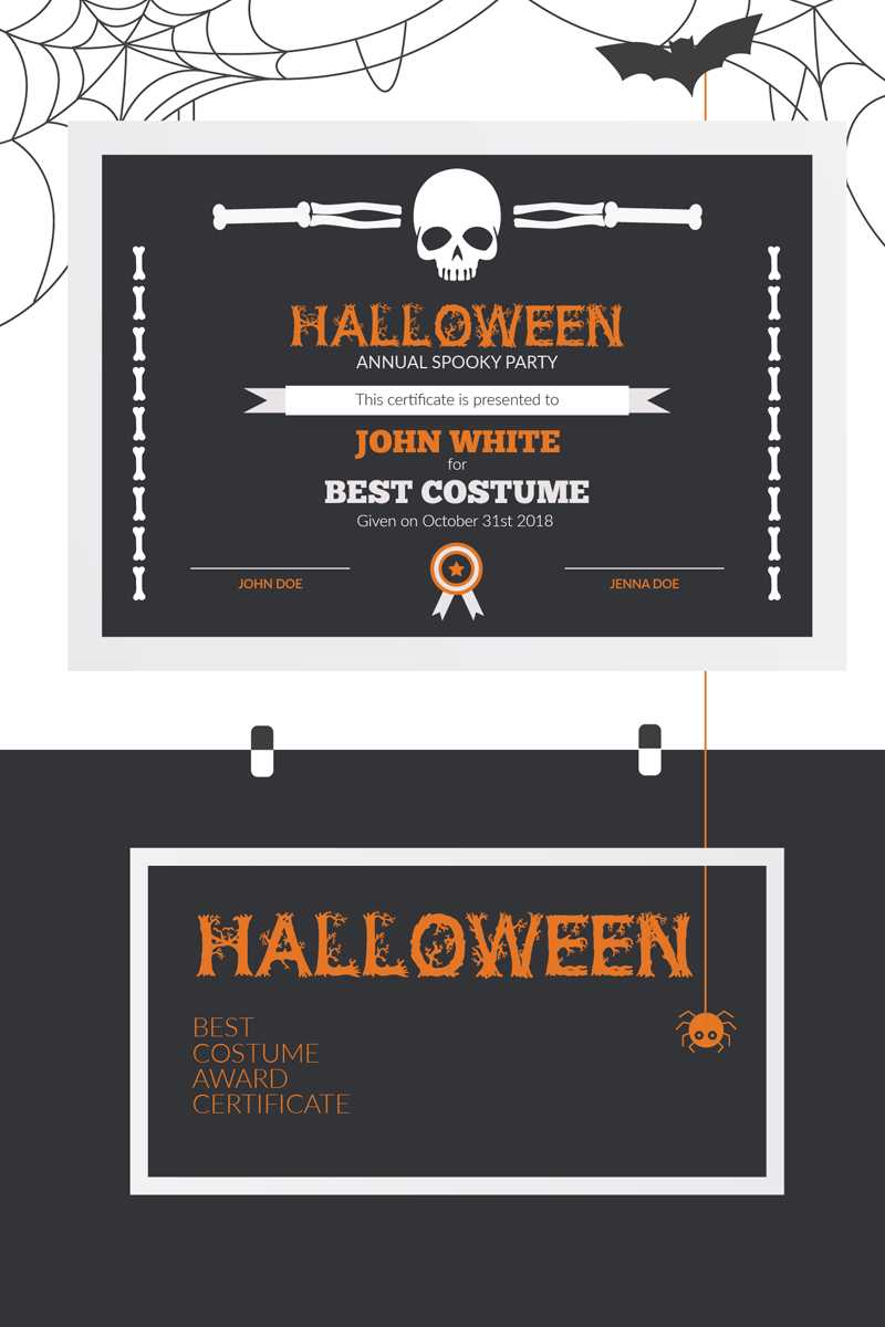 Halloween Best Costume Award Certificate Template #73973 With Halloween Certificate Template