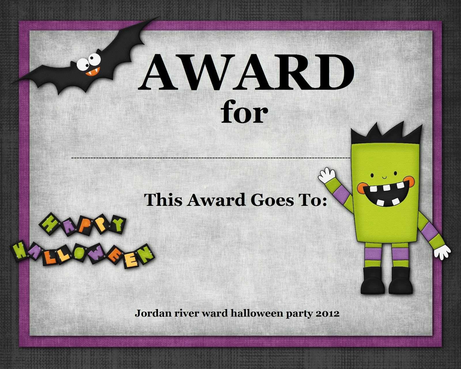 Halloween Costume Award In 2019 | Halloween Costume Awards In Halloween Costume Certificate Template