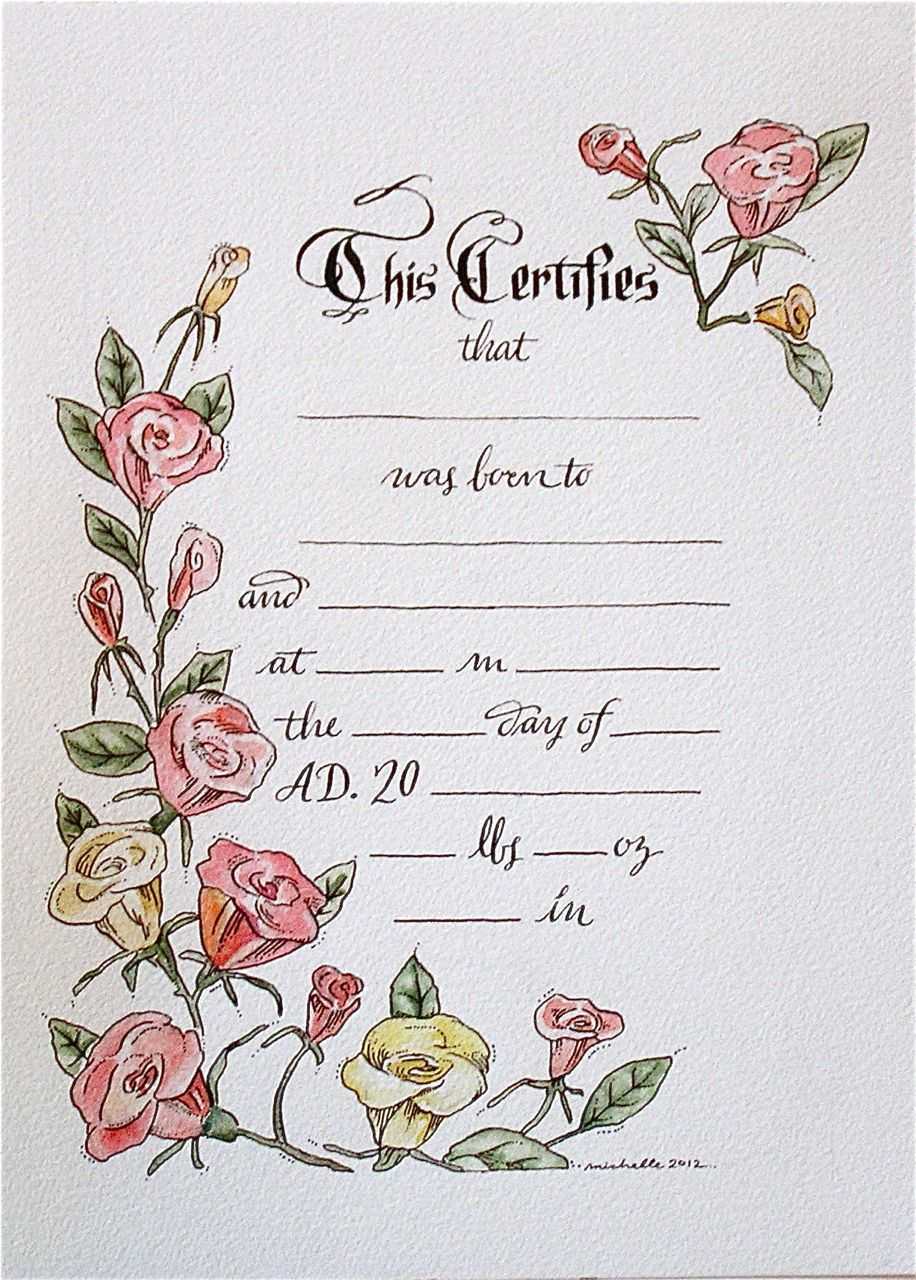 Hand Drawn & Painted Birth Certificate (Perfect For A Little Throughout Baby Doll Birth Certificate Template
