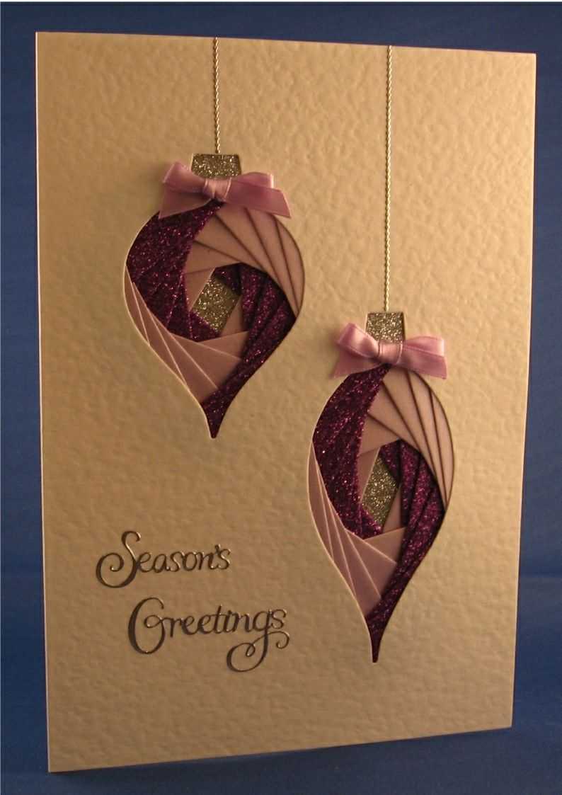 Handmade Christmas Card  Two Baubles With Pink And Purple Intended For Iris Folding Christmas Cards Templates