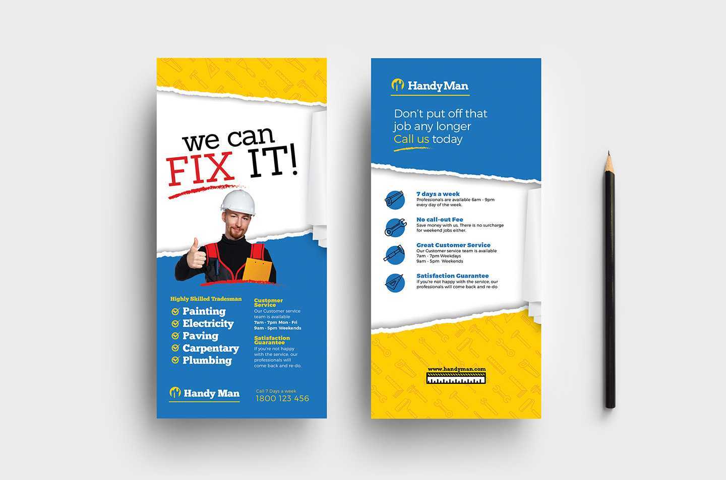 Handyman Dl Rack Card Template In Psd, Ai & Vector - Brandpacks Within Dl Card Template