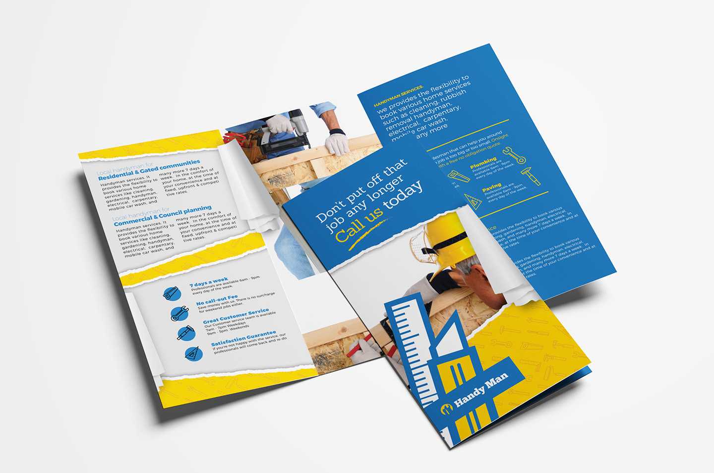 Handyman Tri Fold Brochure Template In Psd, Ai & Vector Inside Commercial Cleaning Brochure Templates