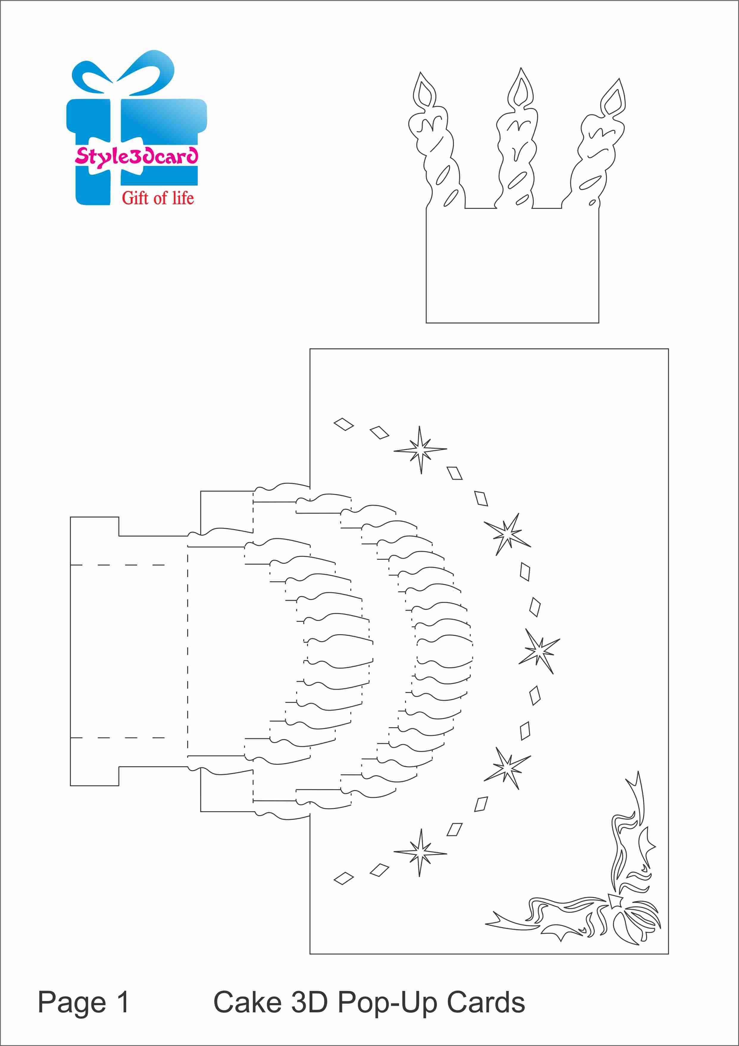 Happy Birthday Cake 3D Pop Up Greeting Card/ Kirigami For Happy Birthday Pop Up Card Free Template