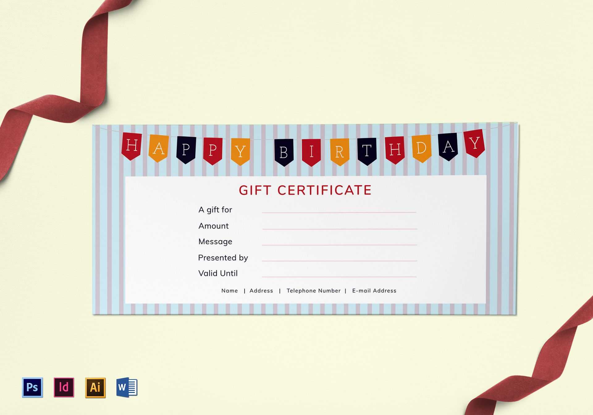 Happy Birthday Gift Certificate Template Inside Gift Certificate Template Photoshop