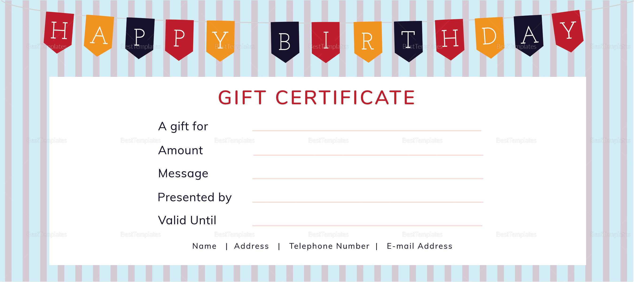 Happy Birthday Gift Certificate Template Intended For Indesign Gift Certificate Template