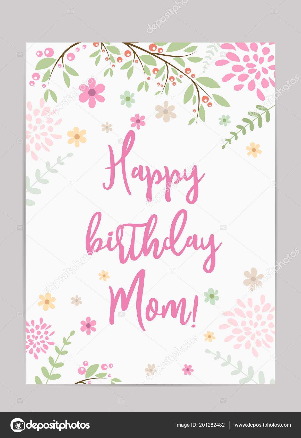 Happy Birthday Mom Template | Happy Birthday Mom Holiday Within Mom Birthday Card Template