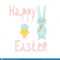 Happy Easter Greeting Card Template With Bunny And Chick In Easter Chick Card Template