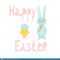 Happy Easter Greeting Card Template With Bunny And Chick In Easter Chick Card Template