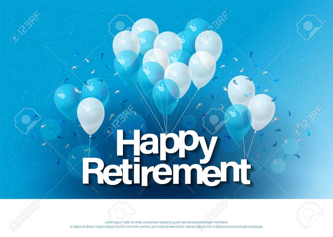 Happy Retirement Greeting Card Lettering Template With Balloon.. Inside Retirement Card Template