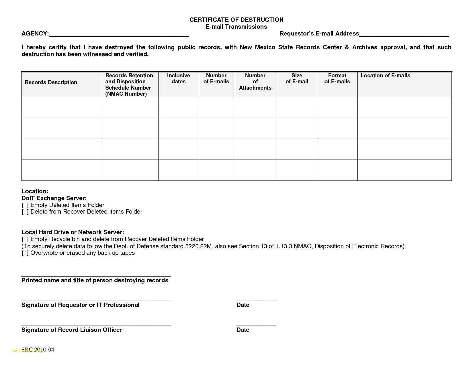 Hard Drive Certificate Of Destruction Template | Lera Mera Within Hard Drive Destruction Certificate Template